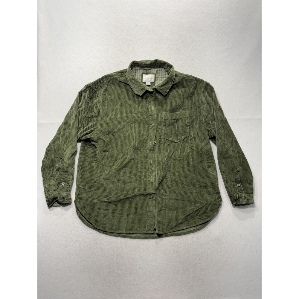 American Eagle Outfitters Shirt Mens Medium Green Corduroy Long Sleeve Button Up